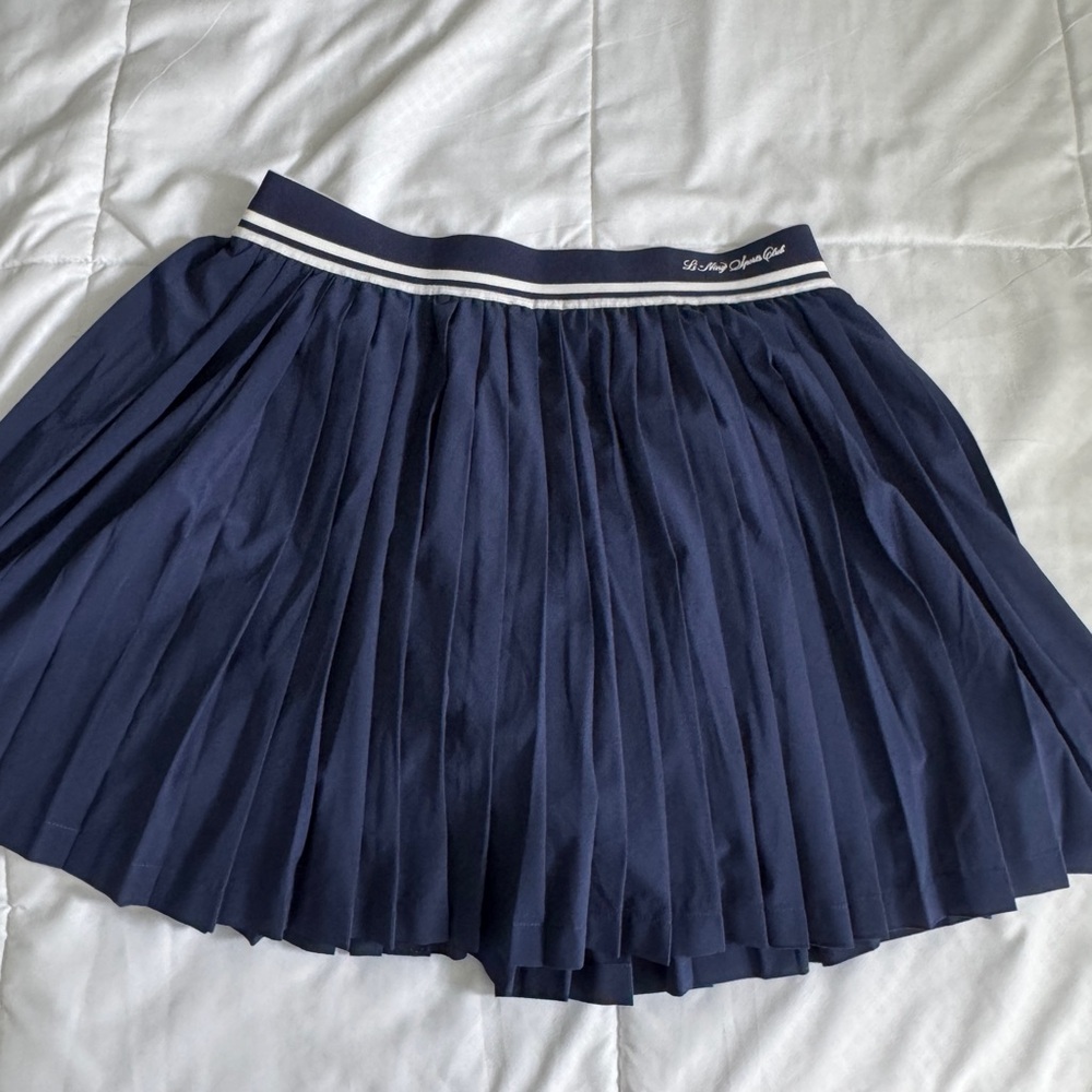 Navy Blue Pleated Skirt